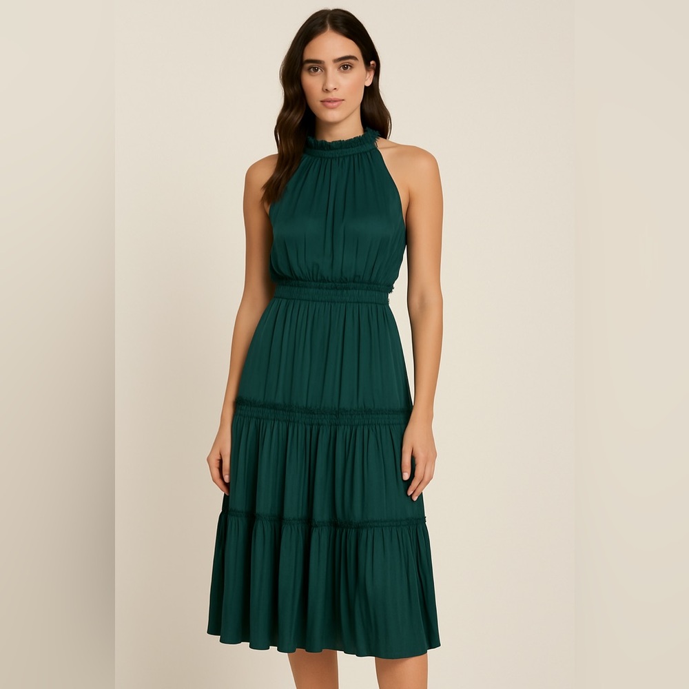 Nicole Miller New York Pleated Halter Dress — Size XL